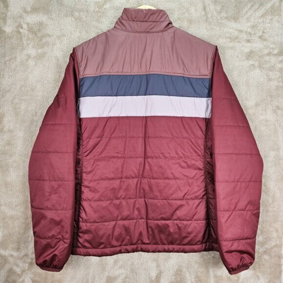 L.L. Bean Womens Mountain Classic Puffer Jacket Colorblock Blue White Red Size L - Picture 2 of 10